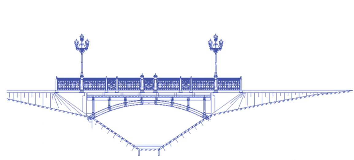 دانلود فایل اتوکد پل با چراغ خیابانی Bridge With Street Lights DWG Download